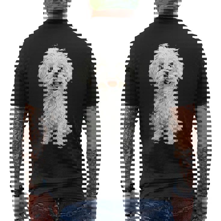 マルチーズ 犬 グラフィック ペット イラスト マルチーズ メンズTシャツ バックプリント