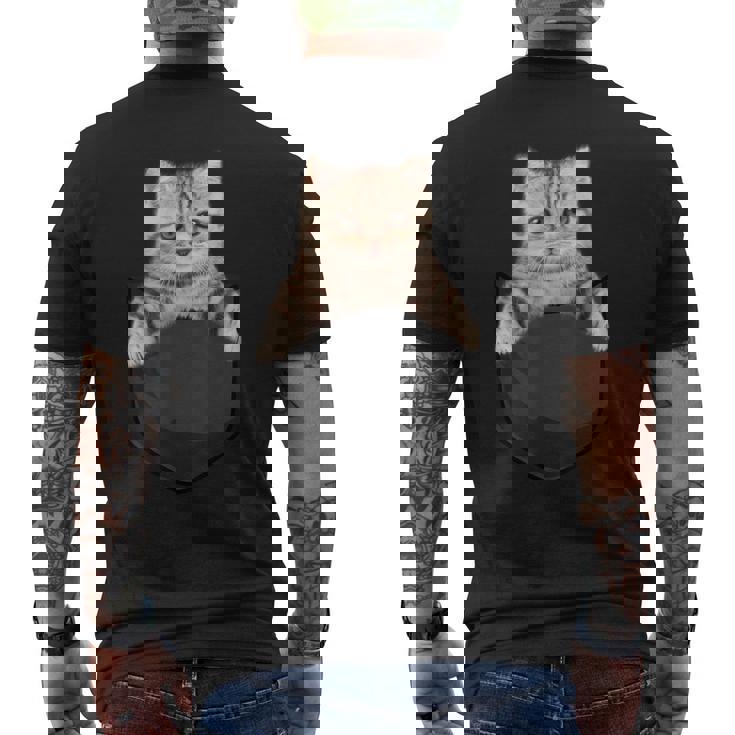 マンチカンポケットの中の猫猫好き メンズTシャツ バックプリント