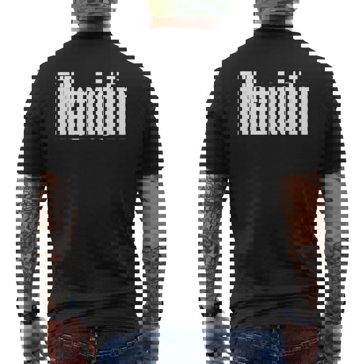 マンドリン ミュージシャン ブルーグラス インディ ファニー プレクトラム メンズTシャツ バックプリント