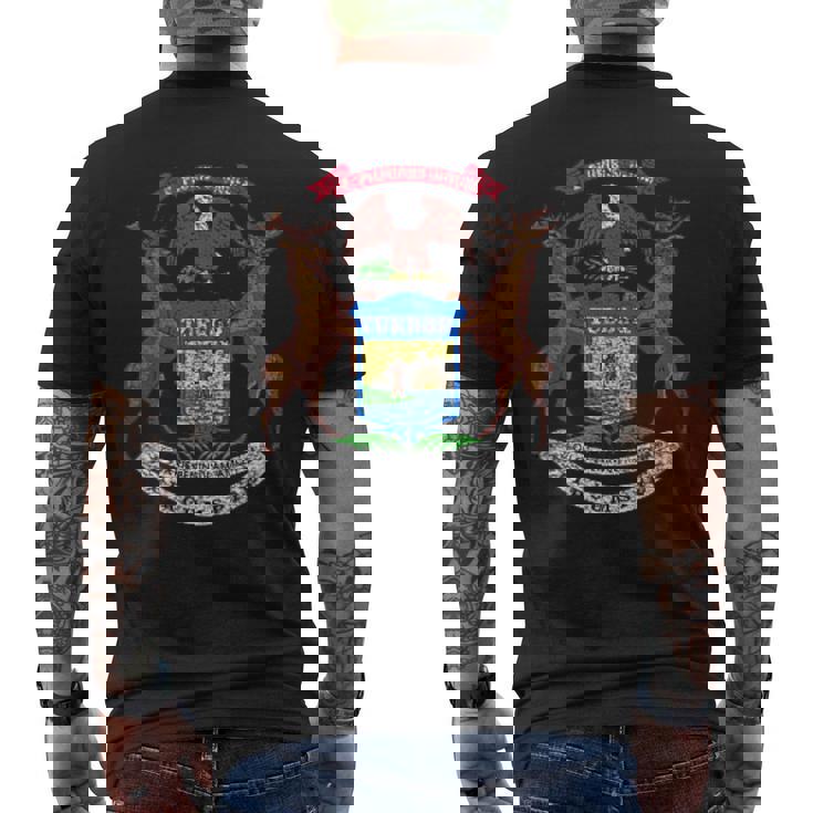 ミシガン州旗国章 メンズTシャツ バックプリント