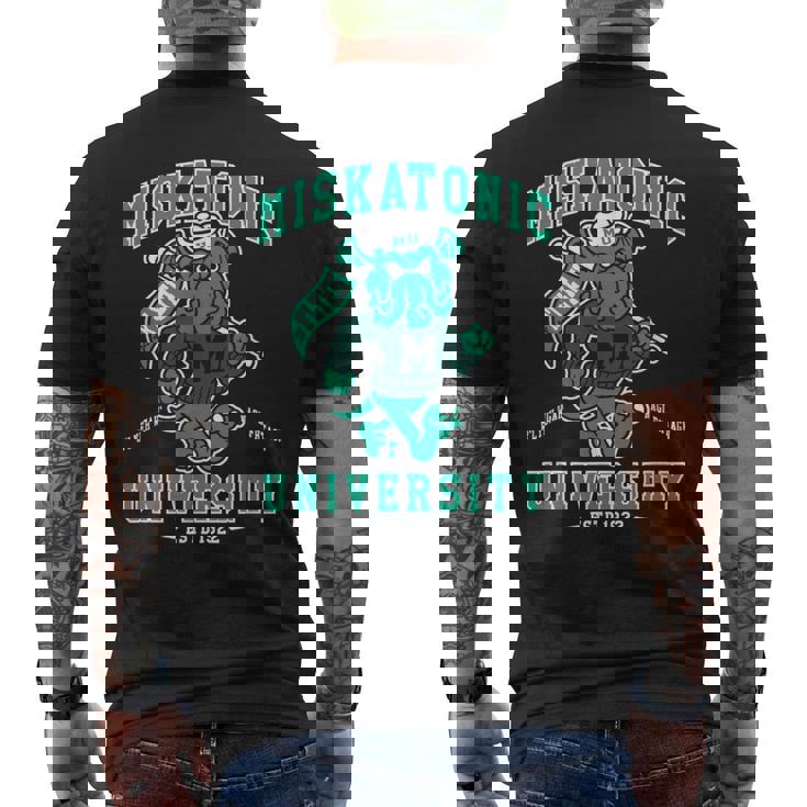 ミスカトニック大学 クトゥルフ 不気味なかわいいモンスター メンズTシャツ バックプリント