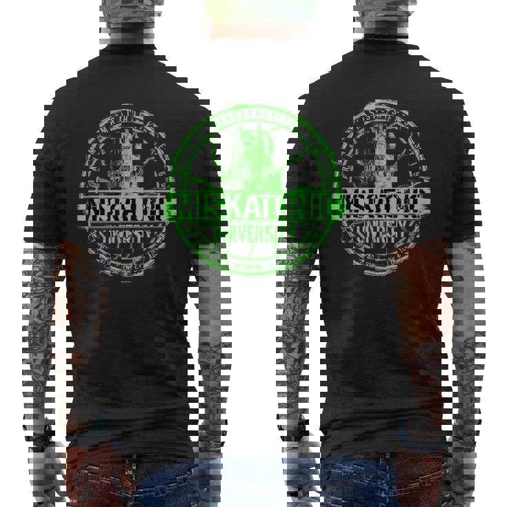 ミスカトニック大学ロゴ ホラー文学 メンズTシャツ バックプリント
