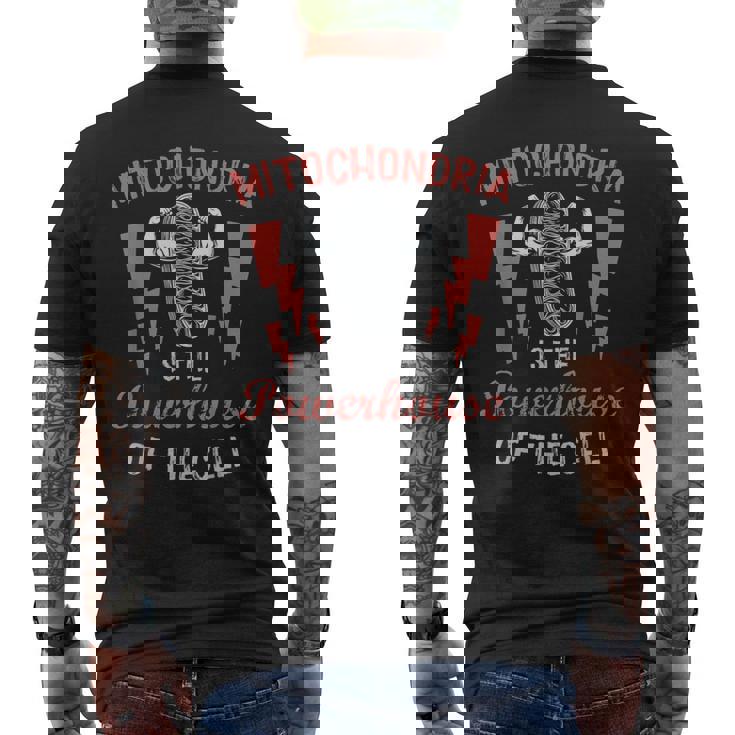 ミトコンドリアは細胞面白い生物学の原動力です メンズTシャツ バックプリント