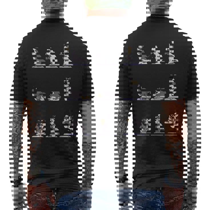 ミニチュア シュナウザー ヨガ メンズTシャツ バックプリント