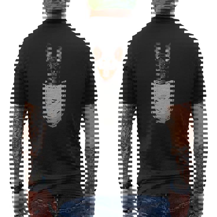 ミニチュア・ピンシャー 胸ポケット みんぴん メンズTシャツ バックプリント