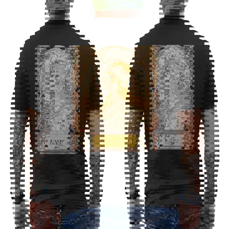 ミュシャラプリュムゾディアックレディアールヌーボー メンズTシャツ バックプリント