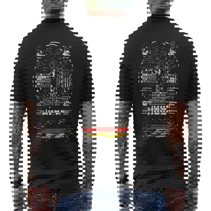 ミュンヘンお土産 ミュンヘン ドイツ国旗 メンズTシャツ バックプリント