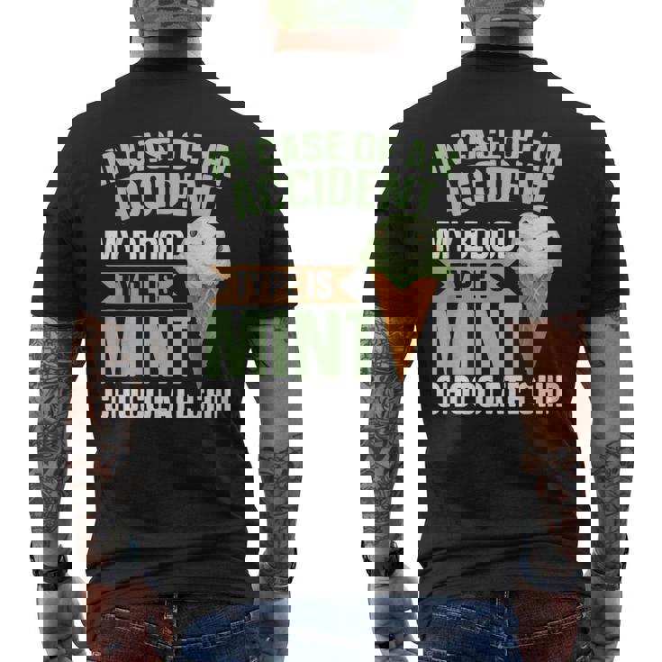 ミントチョコチップフレーバー ワッフルコーン ミントアイスクリーム メンズTシャツ バックプリント