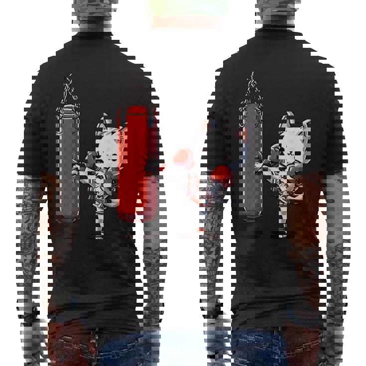 ムエタイ猫、キックボクシング メンズTシャツ バックプリント