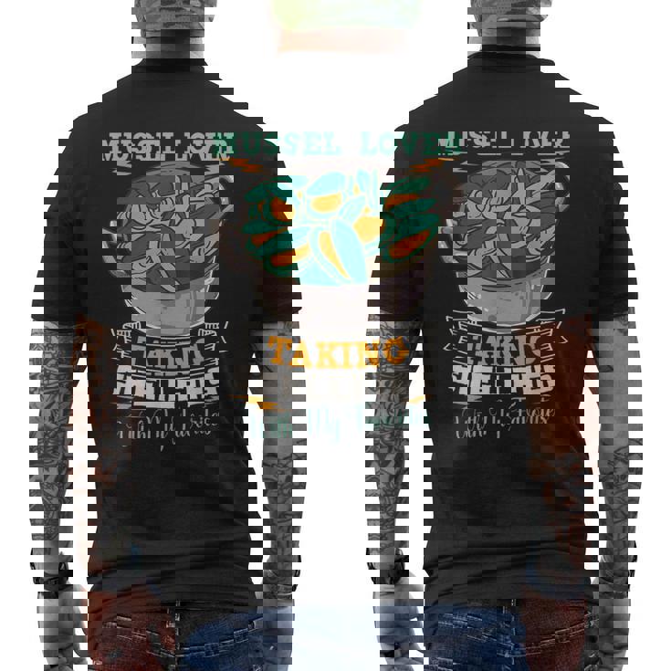 ムール貝 シーフード 貝 料理 グルメ 料理用 メンズTシャツ バックプリント