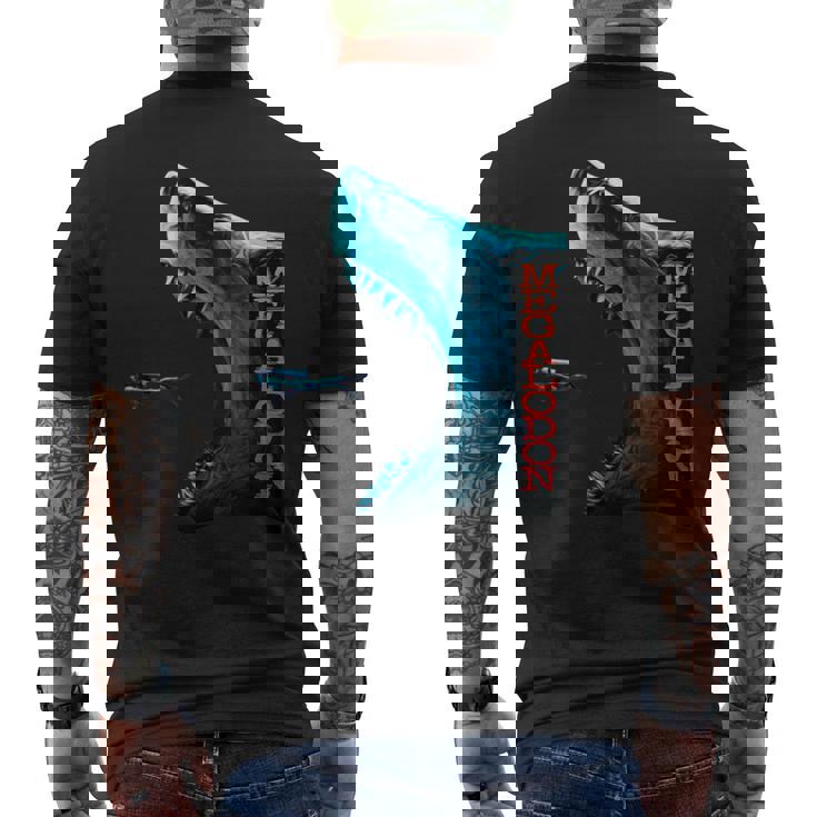 メガロドン モチーフ 原始のサメ サメ 鮫 略奪的な魚 背びれ メガロドン メンズTシャツ バックプリント