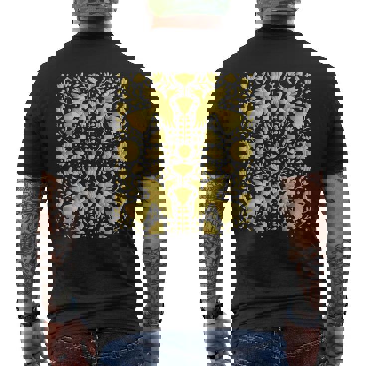 メキシカンテナンゴスのメキシカンゴールド刺繍プリント。 メンズTシャツ バックプリント