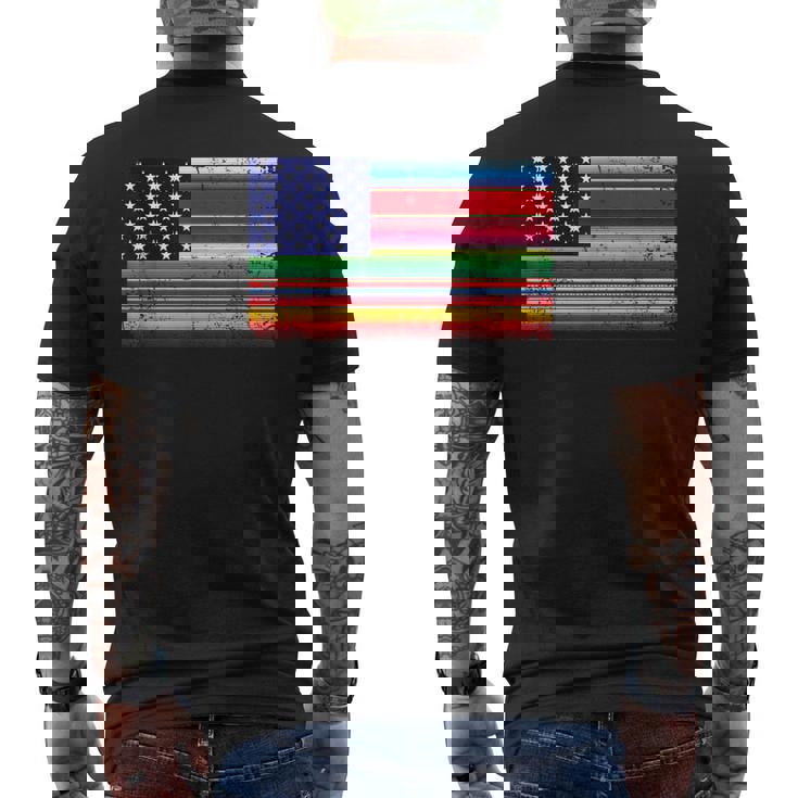 メキシコ アメリカ 国旗 アメリカ セラペ シンコ デ マヨ パーティー メンズTシャツ バックプリント