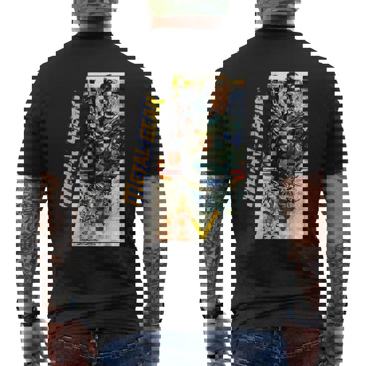 メタルギアボックス アート タクティカル スパイ活動 レトロゲーマー メンズTシャツ バックプリント