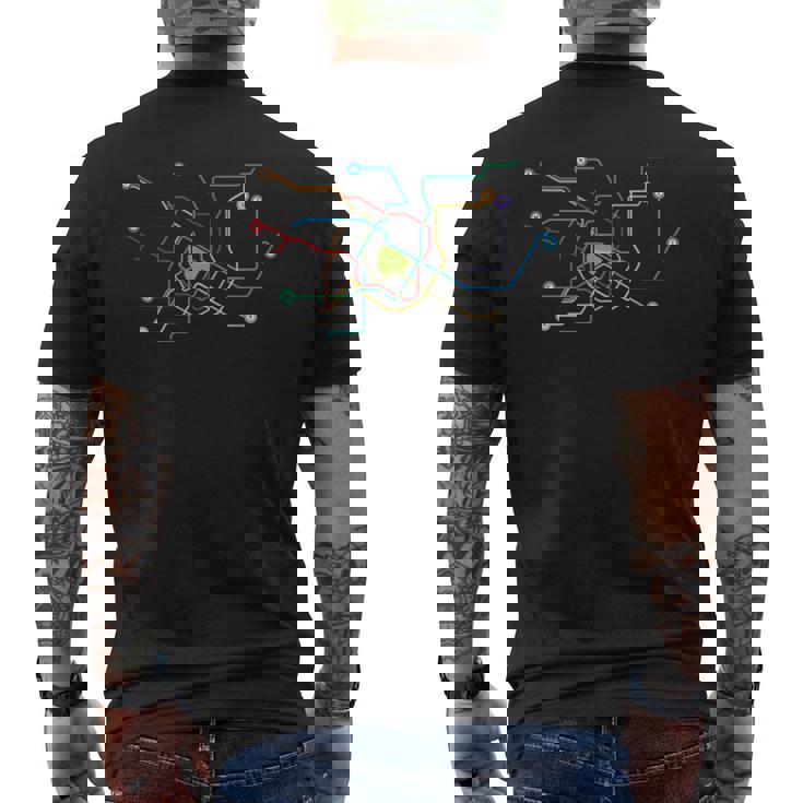 メトロ 全線 路線図 ロゴ 電車 メンズTシャツ バックプリント