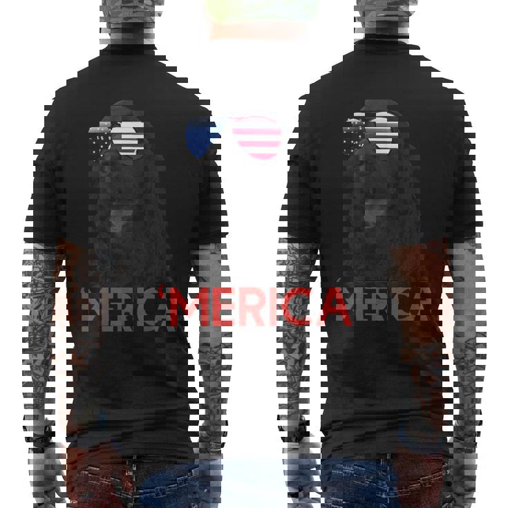 メリカ Englsh Cockerspaniel アメリカ国旗 7月4日 メンズTシャツ バックプリント