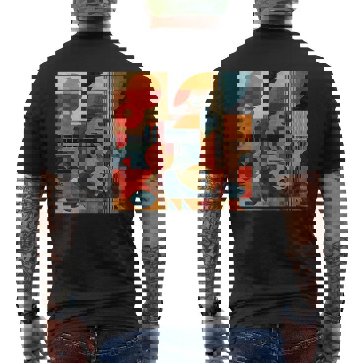 モダン 抽象 パターン ボーホー 抽象 幾何学 メンズTシャツ バックプリント