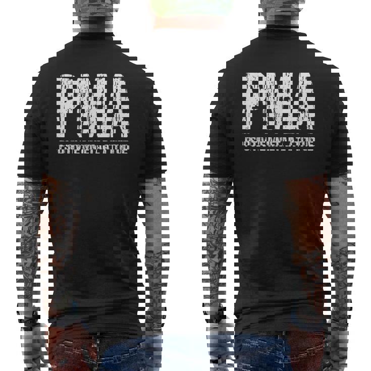 モチベーションを高めるpmaポジティブメンタルアティチュードにインスパイアされたtシャツ メンズTシャツ バックプリント