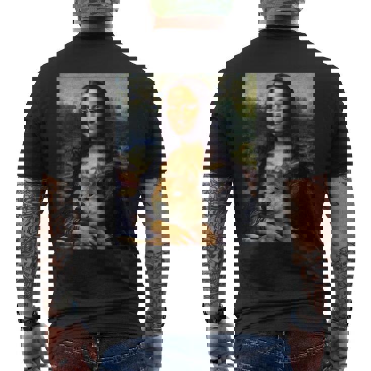 モナリサダヴィンチ プリントシャツ 柴犬とモナリサ メンズTシャツ バックプリント