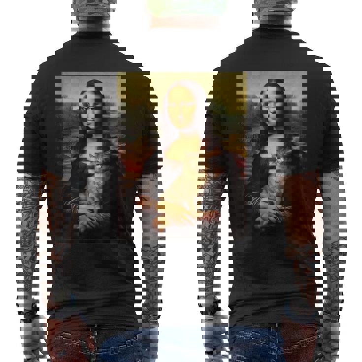 モナリザ 猫 メンズTシャツ バックプリント