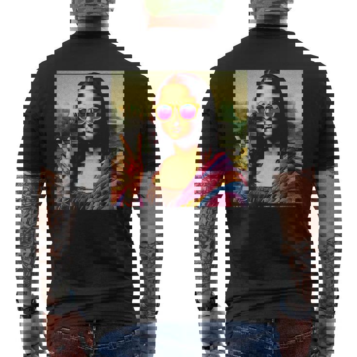 モナリザvサイン メンズTシャツ バックプリント