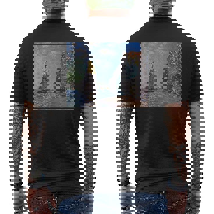 モネのエトルタの断崖 メンズTシャツ バックプリント