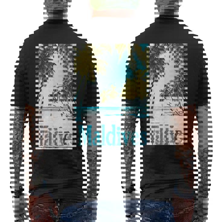 モルディブ島 ビーチ 熱帯風景 旅行 お土産 メンズTシャツ バックプリント