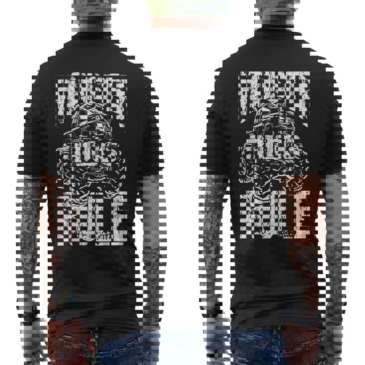 モンスタートラックルールジャムモンスタートラックボーイズ メンズTシャツ バックプリント