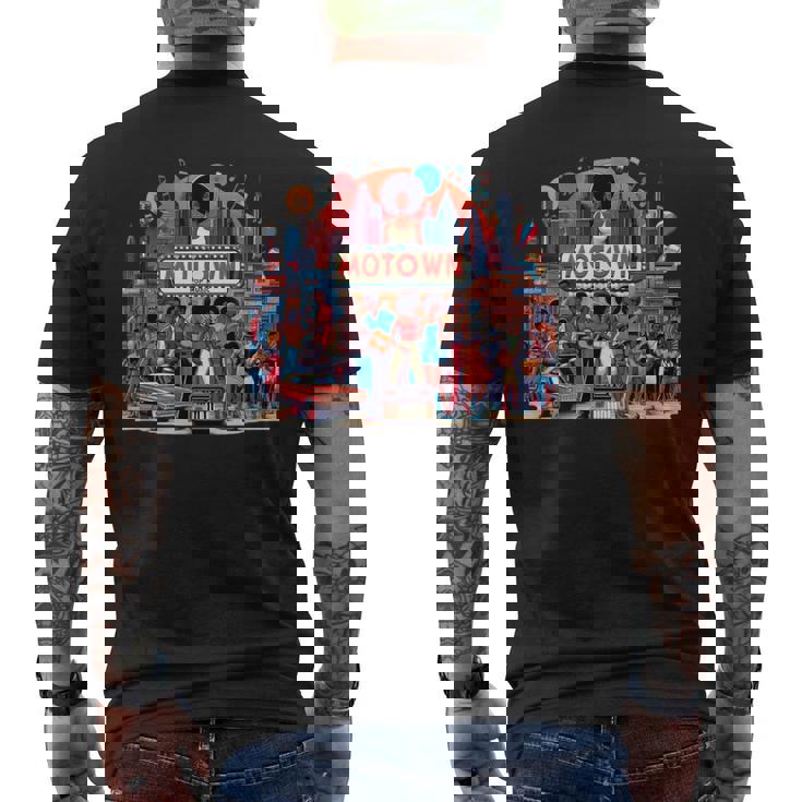 モータウン時代の懐かしい音楽デザイン メンズTシャツ バックプリント