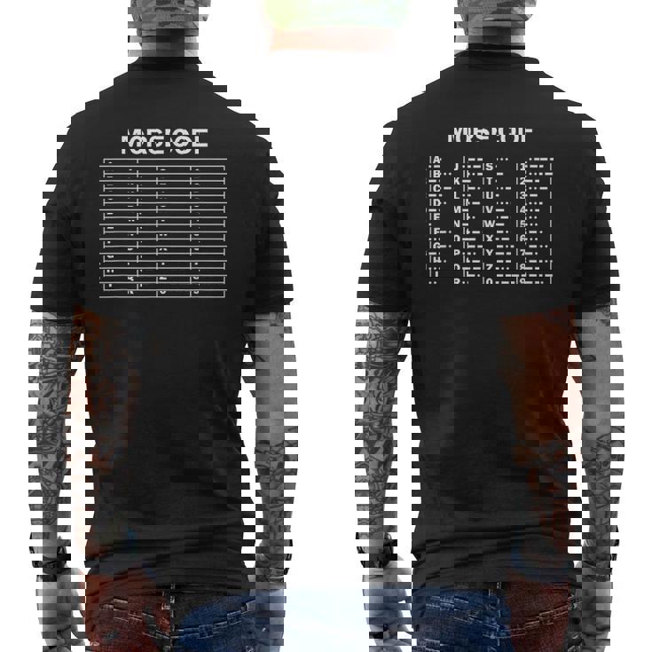 モールス信号チャート文字番号翻訳者ギフト Morse Code メンズTシャツ バックプリント