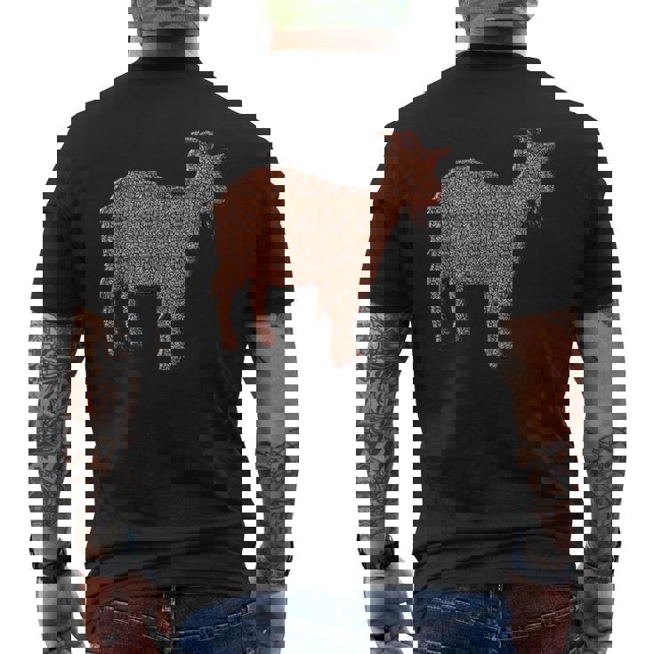 ヤギ動物コーヒー豆 メンズTシャツ バックプリント