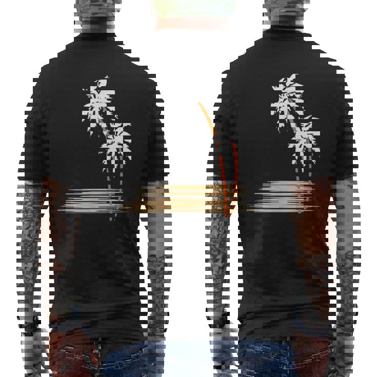 ヤシの木 夏 カラフル 胸 プリント ホリデー メンズTシャツ バックプリント