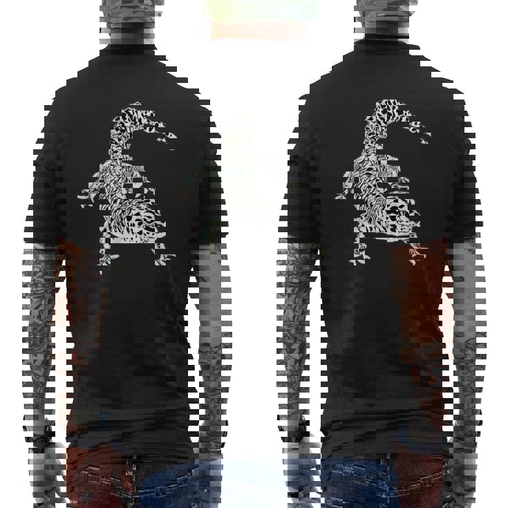 ヤモリ 爬虫類 モチーフ カラフル トカゲ メンズTシャツ バックプリント