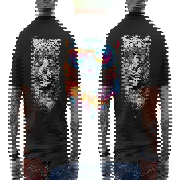 ユキヒョウ パンサー 大型ネコ科動物 ユキヒョウ メンズTシャツ バックプリント