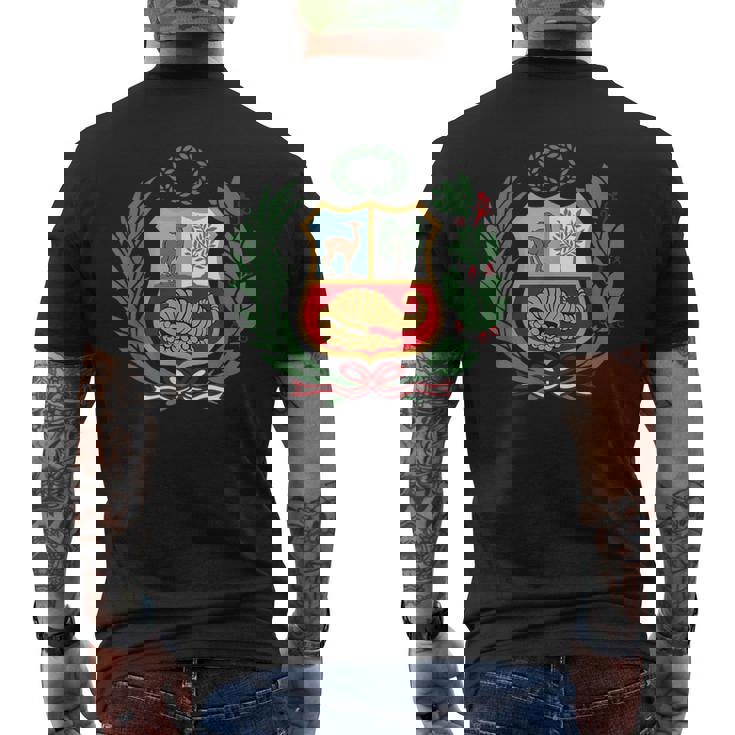 ユニセックス ペルーポロ ペルーストライプ レッド フットボール サッカー クレスト メンズTシャツ バックプリント