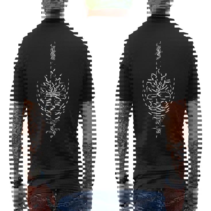 ヨガ用のアロームーンと無限のシンボルを持つロータス メンズTシャツ バックプリント