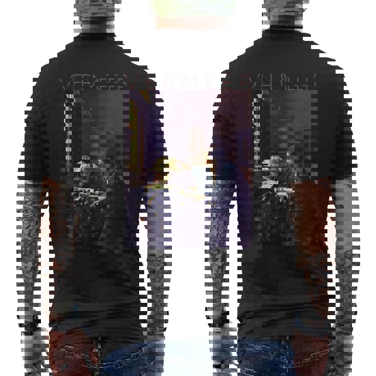 ヨハネス フェルメール アーティストのためのアート 天文学者 メンズTシャツ バックプリント