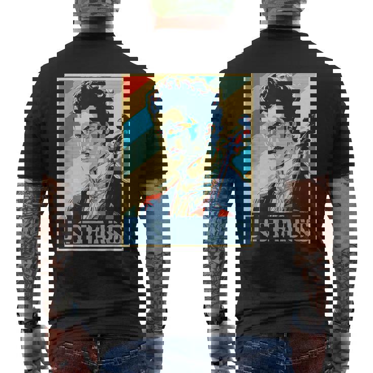 ヨハン・シュトラウス ポスター ミュージシャン 作曲家 メンズTシャツ バックプリント
