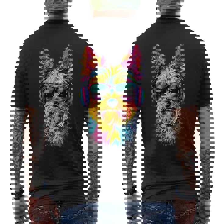 ヨークシャーテリア サングラス 愛犬家 スウィートヨーキー メンズTシャツ バックプリント