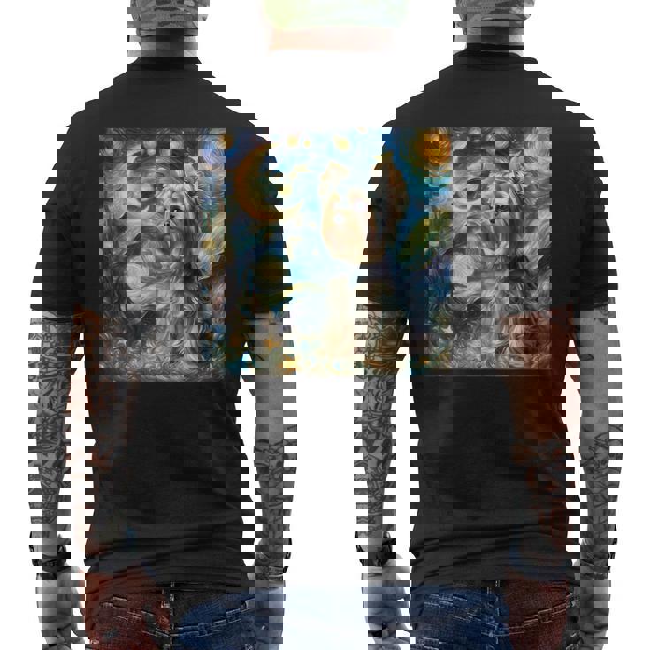 ヨークシャーテリア 星月夜シャツ ヴィンセント・ヴァン・ゴッホ ヨーキー メンズTシャツ バックプリント