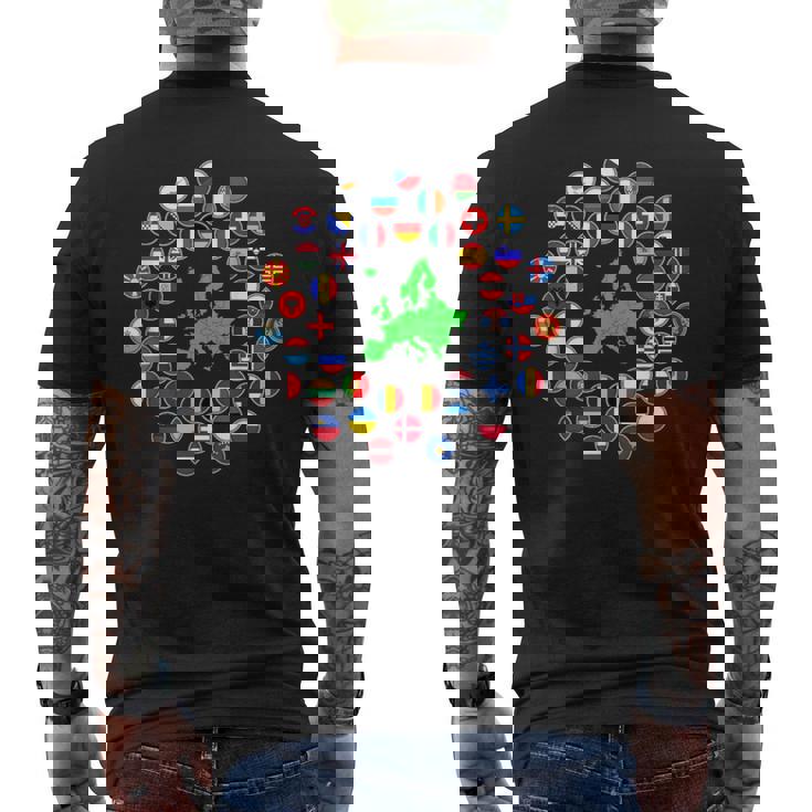 ヨーロッパ、ヨーロッパの旗、欧州連合の旗、ヨーロッパ地図。 メンズTシャツ バックプリント