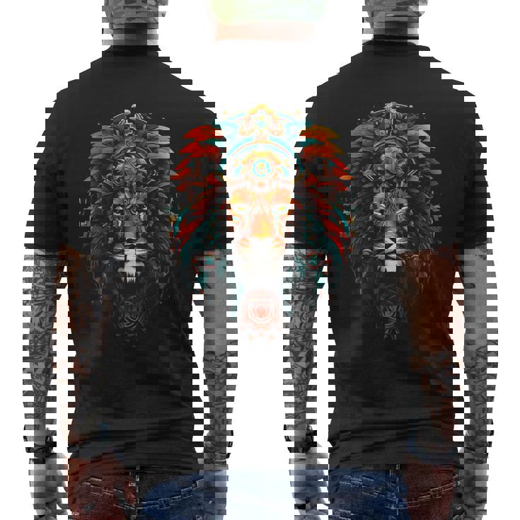 ライオン 動物 動物園 アート ライオン メンズTシャツ バックプリント