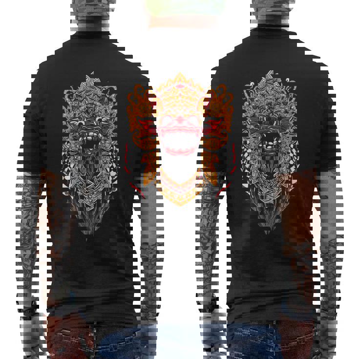 ライオンダンスヘッド 中国の新年 グリーンスネークイヤー メンズTシャツ バックプリント