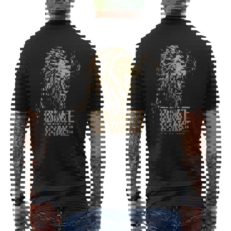 ライオントレーダーが市場を支配するローソク足チャートトレーダー メンズTシャツ バックプリント