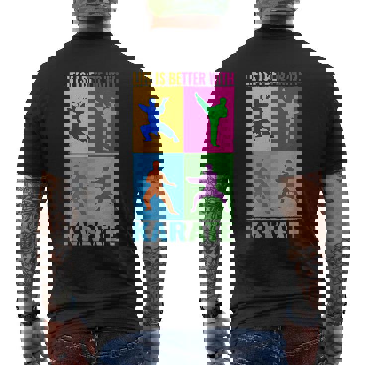 ライフ・イズ・ベター・格闘技と日本の戦闘空手 メンズTシャツ バックプリント