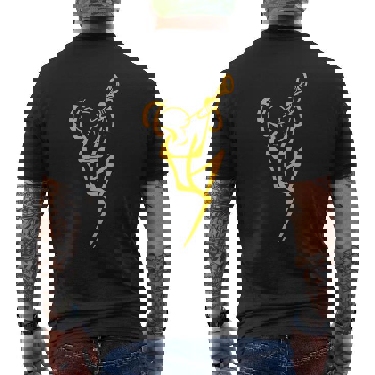 ラインアート トランペッター ジャズミュージシャン メンズTシャツ バックプリント