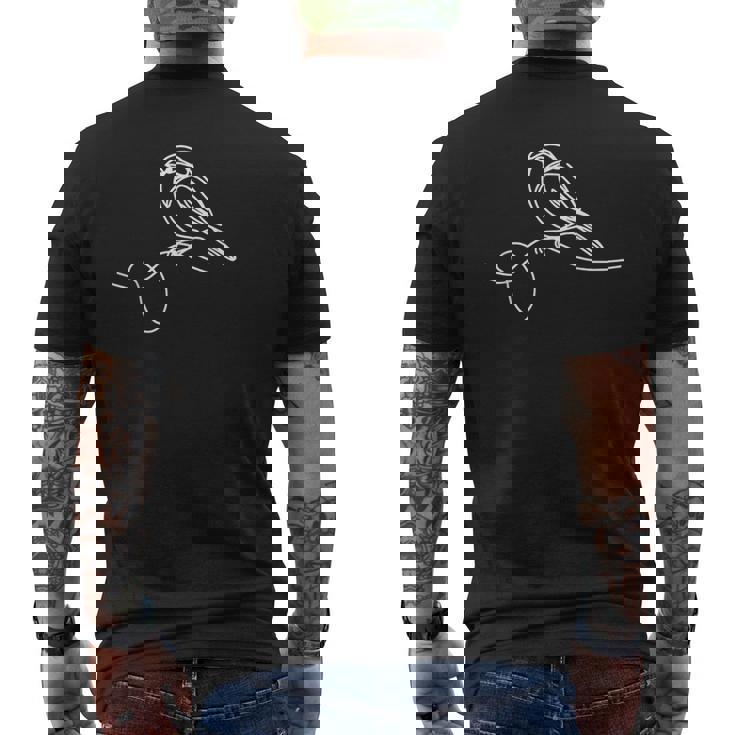 ラインアート 鳥類学者 スズメ メンズTシャツ バックプリント