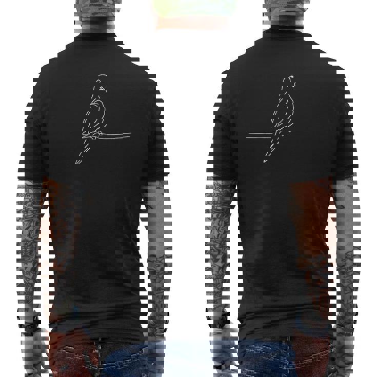 ラインアート 鳥類学者 喪の鳩 メンズTシャツ バックプリント