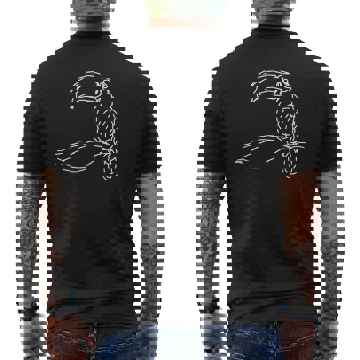 ラインアート 鳥類学者オオハシ メンズTシャツ バックプリント