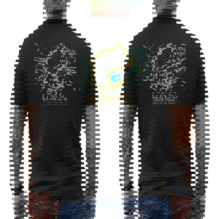 ラグナセカ サーキットマップデザイン メンズTシャツ バックプリント